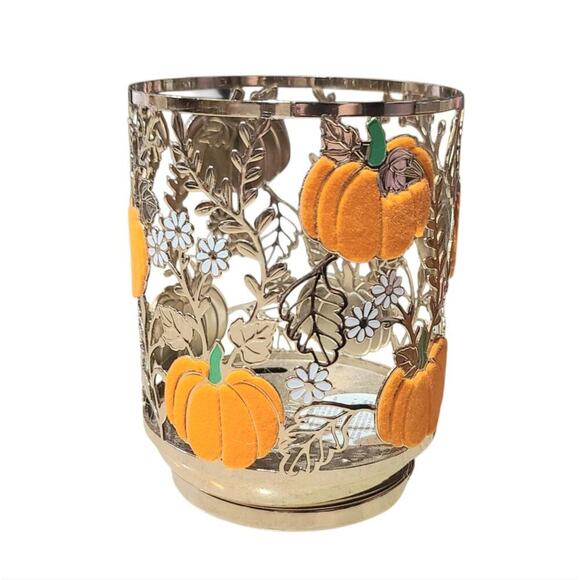 VELVET PUMPKINS CANDLE HOLDER FOR SINGLE WICK CANDLE BY BATH AND BODY WORKS NEW! - Picture 1 of 3